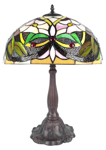 Lampada da tavolo Tiffany Clayre & Eef Ø 41x58 cm Fiori in poliresina verde beige