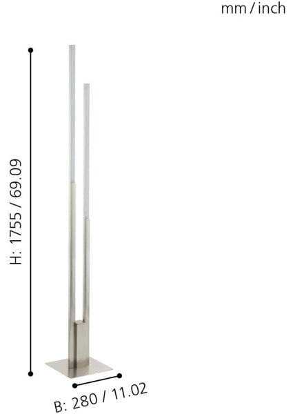 Eglo 55972 - LED RGBW dimmerabile lampada da terra FRAIOLI-C LED/34W/230V finitura cromo opaco + telecomando