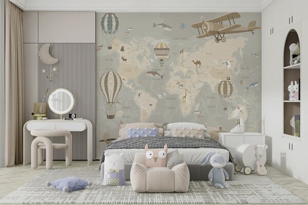 Carta da parati Mappa con immagini, Carta da parati per Bambini, u36066d1 : Uwalls.it