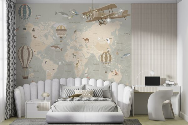 Carta da parati Mappa con immagini, Carta da parati per Bambini, u36066d1 : Uwalls.it