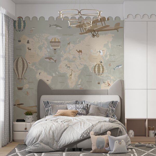 Carta da parati Mappa con immagini, Carta da parati per Bambini, u36066d1 : Uwalls.it