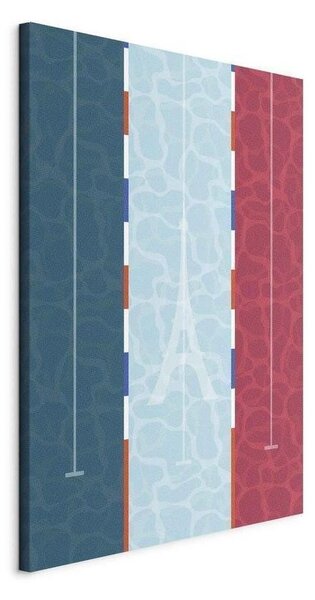 Quadro - Graphic Illustration of a Swimming Pool Against the Backdrop of the French Flag