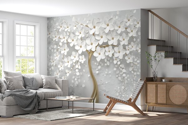 Carta da parati Un albero con piccoli fiori, Carta da parati 3D, Carta da parati Fiori 3D, u37065d1 : Uwalls.it