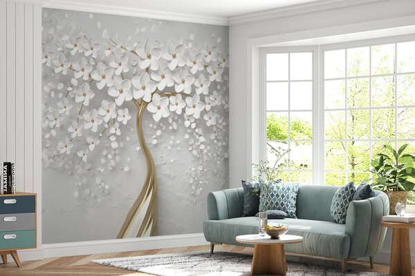 Carta da parati Un albero con piccoli fiori, Carta da parati 3D, Carta da parati Fiori 3D, u37065d1 : Uwalls.it