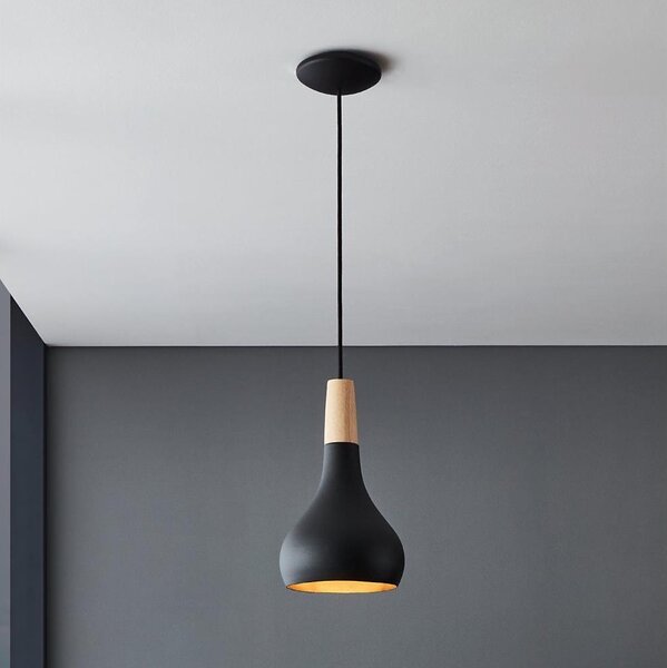Eglo 900161 - Lampadario a sospensione con filo SABINAR 1xE27/40W/230V diametro 18 cm nero