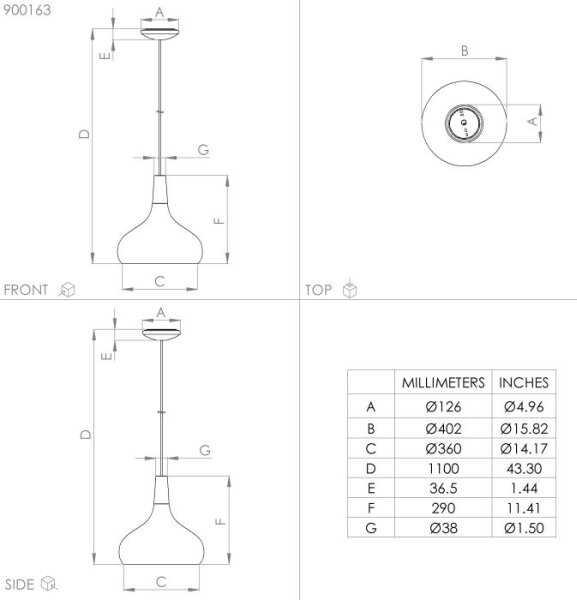 Eglo 900163 - Lampadario a sospensione con filo SABINAR 1xE27/40W/230V diametro 40 cm