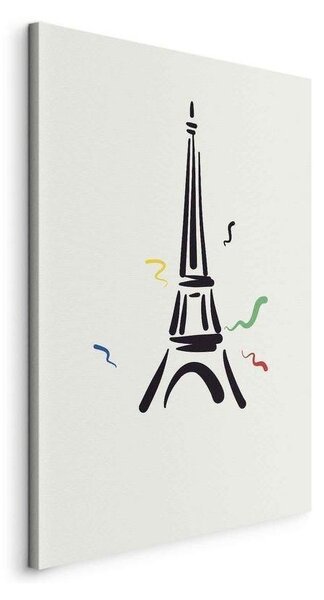 Quadro - Black Graphic Drawing of the Eiffel Tower on a Cream Background