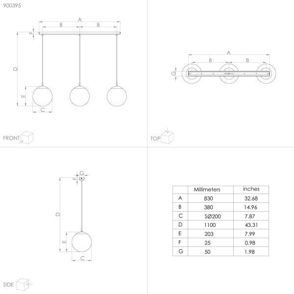 Eglo 900395 - Lampadario a sospensione con filo RONDO 3xE27/40W/230V
