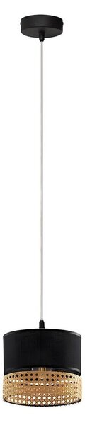 Lampadario a sospensione con cavo PAGLIA 1xE27/15W/230V nero/rattan