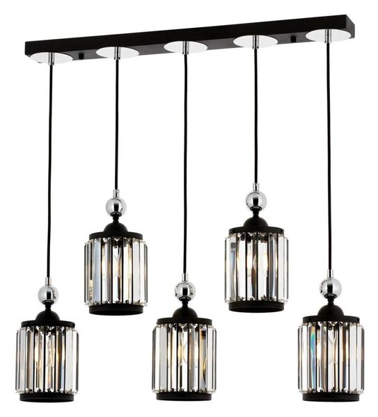 Lampadario sospeso su cavo CRYSTALLINE 5xE27/40W/230V nero