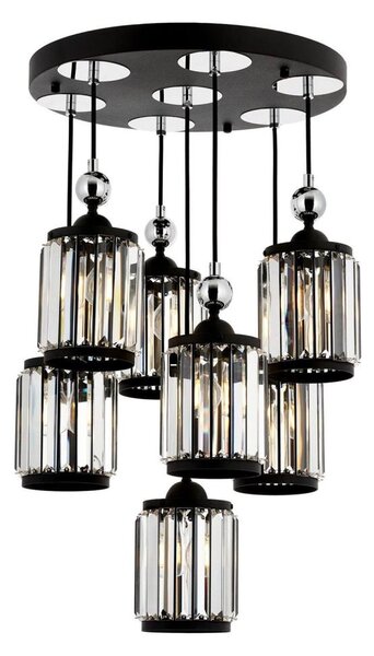 Lampadario a sospensione CRYSTALLINE 7xE27/40W/230V nero