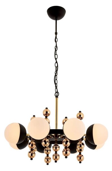 Lampadario a catena DAISY 8xE27/40W/230V nero/oro
