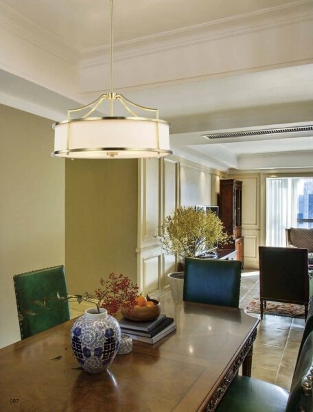 Open Design OR80889 - Lampadario su asta STANZA 3xE27/15W/230V diam. 42 cm ottone/bianco