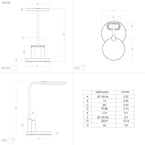 Eglo 900528 - Lampada da tavolo LED dimmerabile BROLINI LED/2,1W/5V 1500 mAh nero