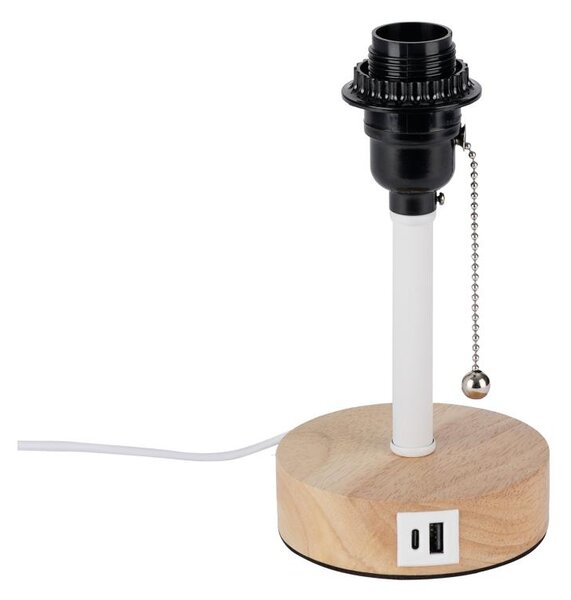 Brilagi - Lampada da tavolo con porta USB TABLON 1xE27/25W/230V rovere/bianco