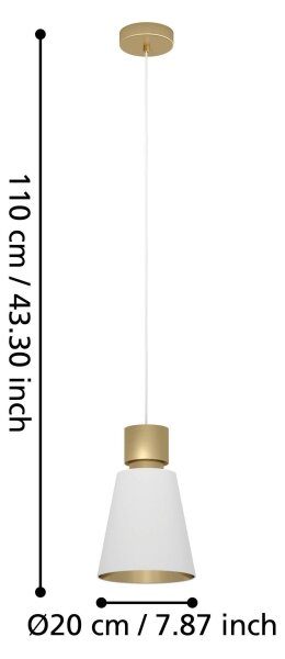 Eglo 900376 - Lampadario a sospensione con filo AGLIENTINA 1xE27/40W/230V