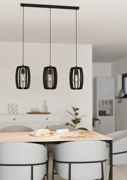 Eglo 900505 - Lampadario a sospensione con filo BAJAZZARA 3xE27/40W/230V nero