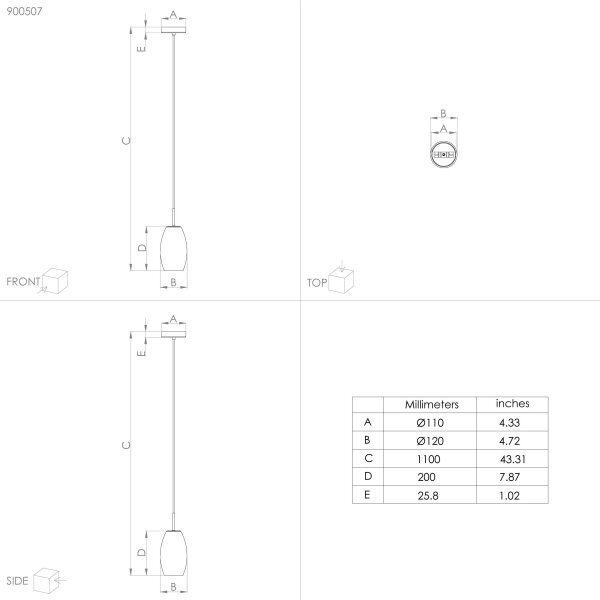 Eglo 900507 - Lampadario a sospensione con filo BATISTA 1xE27/40W/230V