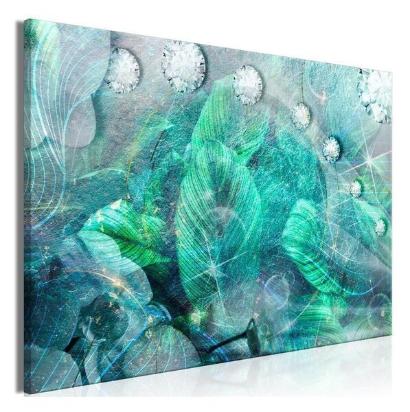 Quadro - Turquoise Leaves (1 Part) Wide