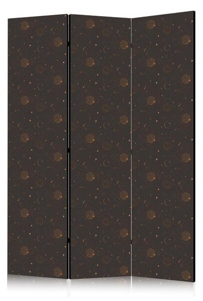 Paravento - Night Sky - Artistic Composition of Suns and Planets on a Black Background
