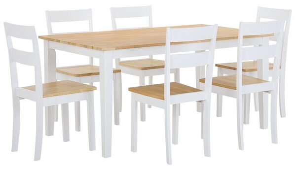 Tavolo da pranzo 6 sedute legno/bianco Beliani