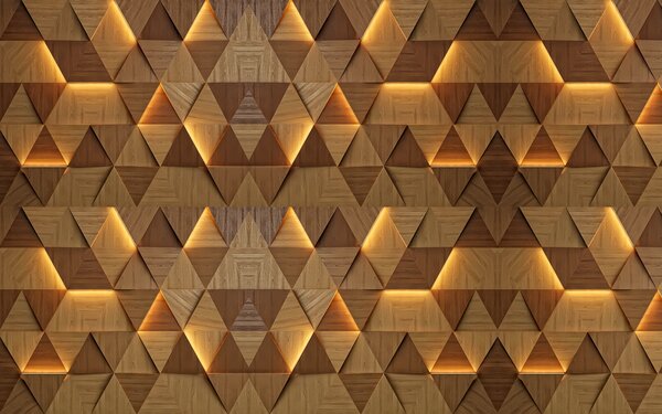 Carta da parati Triangoli classici in legno con illuminazione 3D, Carta da parati 3D, Carte da parati Forme geometriche 3D, u99280 : Uwalls.it