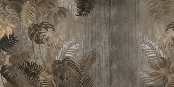 Carta da parati Foglie tropicali in stile grunge, Carta da parati Vintage, u97012d2 : Uwalls.it