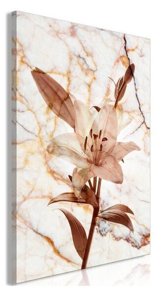 Quadro - Elegance of a Flower (1-part) - Delicate Lily on Marble in Sepia