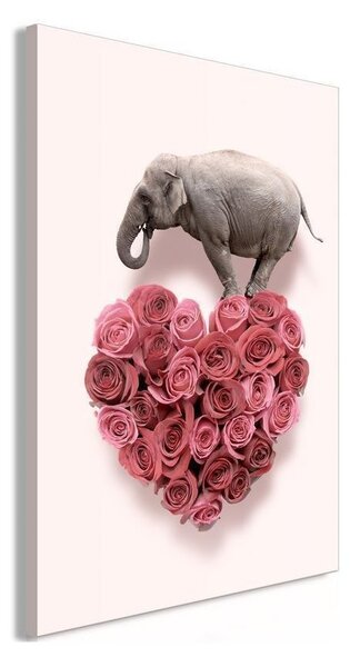 Quadro - Elephant Lover (1-part) - Elephant Amid Pink Flowers