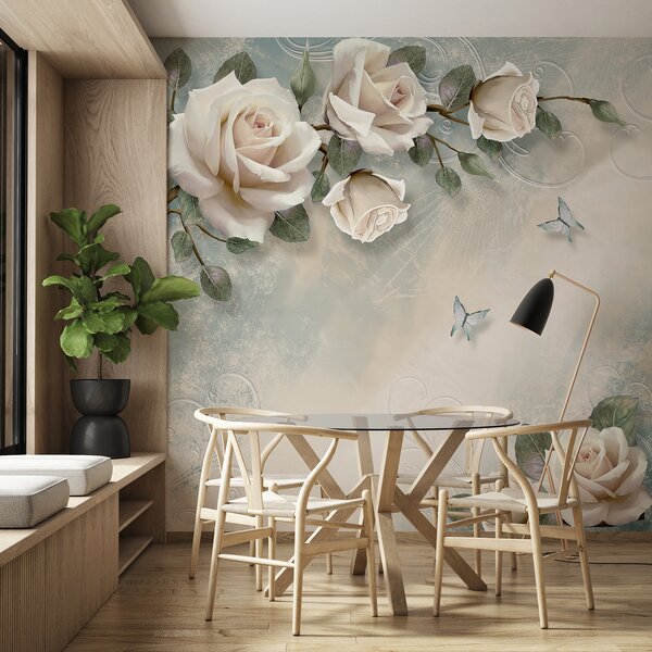 Carta da parati Un ramo di rosa color crema, Carta da parati Floreale, Carta da parati Rose, u31353d1 : Uwalls.it