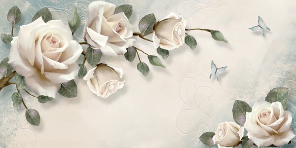 Carta da parati Un ramo di rosa color crema, Carta da parati Floreale, Carta da parati Rose, u31353d2 : Uwalls.it
