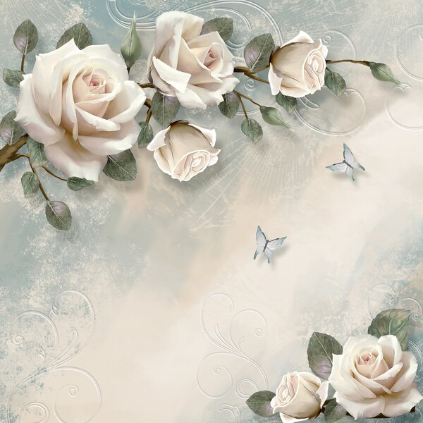 Carta da parati Un ramo di rosa color crema, Carta da parati Floreale, Carta da parati Rose, u31353d1 : Uwalls.it