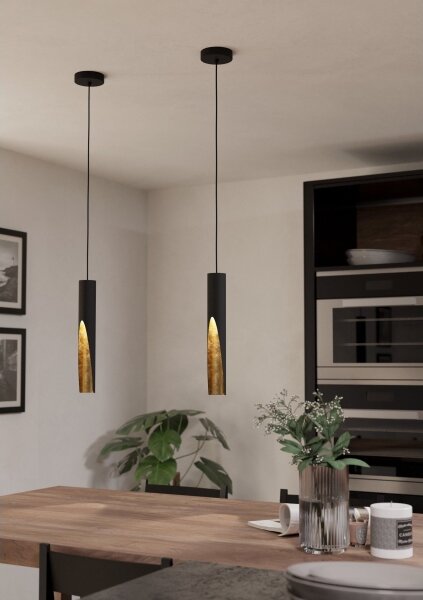 Eglo 900872 - Lampadario LED a sospensione con filo BARBOTTO 1xGU10/4,5W/230V nero/oro