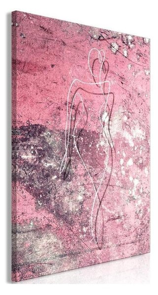 Quadro - Figure on Pink Background (1-part) - Female Silhouette in Marble