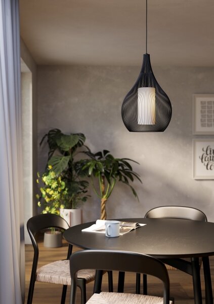 Eglo 900828 - Lampadario a sospensione con filo RAZONI 1xE27/40W/230V nero