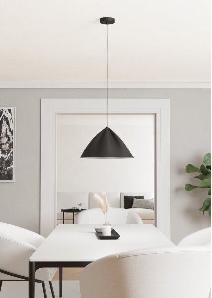 Eglo 900835 - Lampadario a sospensione con filo PODERE 1xE27/40W/230V nero