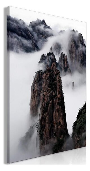 Quadro - High Mountains in Mist (1-part) - Landscape of Clouds Amid Rocks