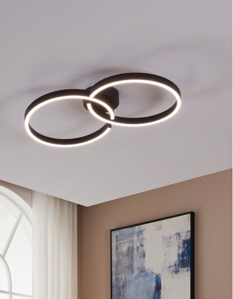 Eglo 900955-Plafoniera LED RGBW dimmerabile AMANDOLO 19,5W/230V nero + +TC