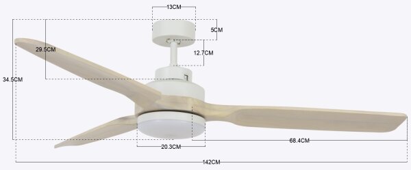Lucci air 213055 - Plafoniera LED SHOALHAVEN GX53/17W/230V paulownia +RC