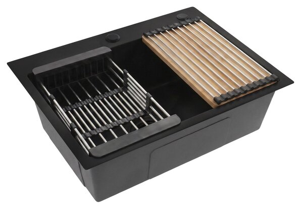 Lavello in acciaio con set di accessori 3 pz. REA Liam Black
