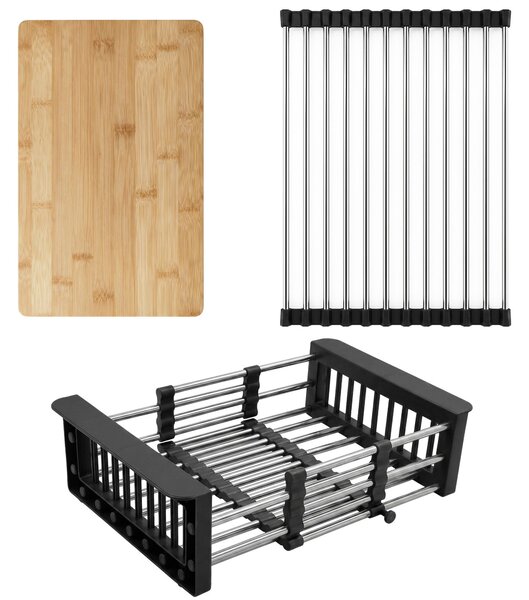 Lavello in acciaio con set di accessori 3 pz. REA Liam Black