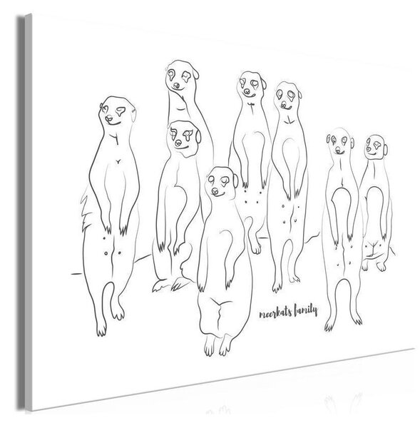 Quadro - Animal Patrol (1-part) - Meerkats on Black and White Background