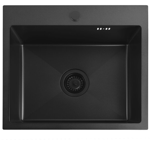 Lavello in acciaio con set di accessori 3 pz. REA Leo 50 Black