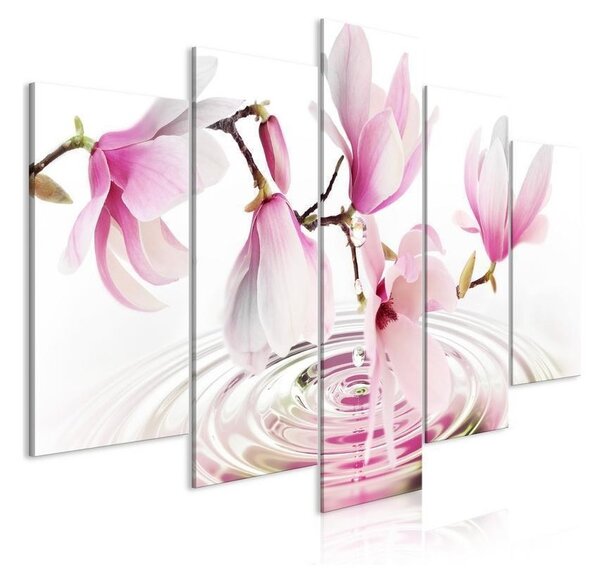 Quadro - Magnolias over Water (5 Parts) Wide Pink