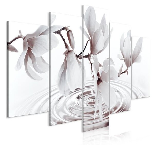 Quadro - Magnolias over Water (5 Parts) Wide Grey