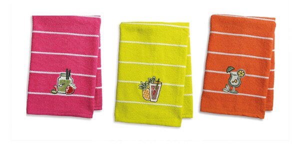 Strofinacci cucina Vingi Ricami Cocktail 3 pezzi