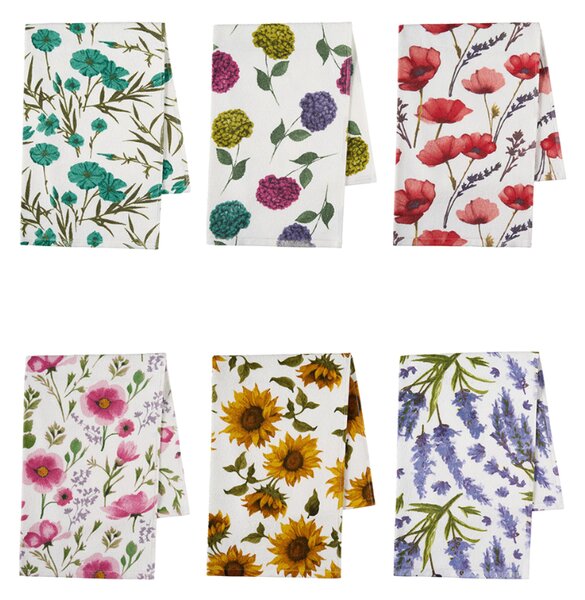 Strofinacci cucina Vingi Ricami Garden 6 pezzi