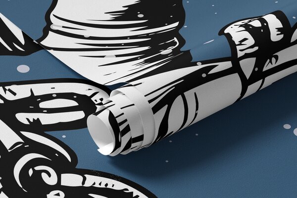 Carta da parati Astronauta e pianeti su sfondo blu, Carta da parati Spazio, w00712v3 : Uwalls.it