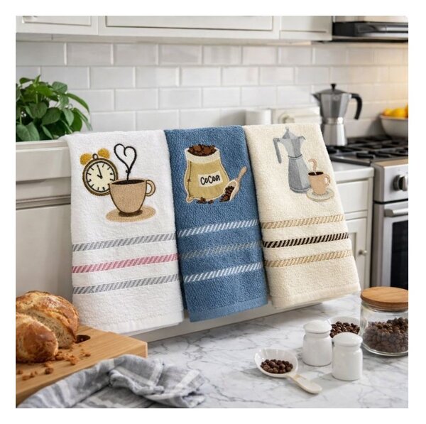 Strofinacci cucina 3 pezzi in spugna Botticelli Home Coffee