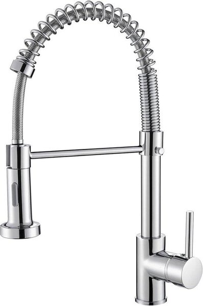 Rubinetto da cucina - Bocca orientabile - Doccetta - Orientabile - Rotazione a 360 gradi - Rubinetto da cucina - 2 getti d'acqua - Tubo flessibile - Leva alta - Cromo